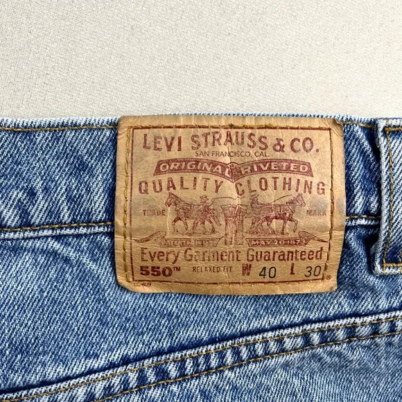 Vintage Levis 550 Jeans Mens 40x30 Blue Denim Relaxed Fit Light Stone Wash 90s - Picture 3 of 14